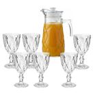 Jogo de Taças Diamante com Jarra 7 Peças Diamond Suco Água 340ml 1,8L Em Casa Tem
