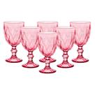 Jogo de Taças Diamond Rosa Ke Home 6 Peças de 300 ml.