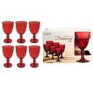 Jogo de Taças Diamond Rubi 6 Peças 340ml Haste Mesa Posta Vidro Elegante Vinho Água Suco Bebidas Resistentes Drinks Luxo Cozinha