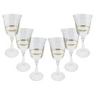 Jogo de taças para água Bohemia Angela 6 peças Cristal Ecológico 350ml, com friso ouro, luxo para mesa