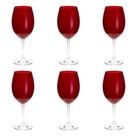 Jogo de taças para água em cristal Bohemia 6 peças 580ml rubi
