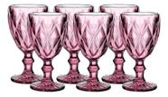 Jogo De Taças Para Vinho Ou Água 6 Peças Diamond 240ml Lilás