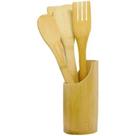 Jogo De Talher De Madeira Bambu 4Pçs C/ Suporte Jogo De Talher De Madeira Bambu 4Pçs C/ Suporte