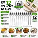 Jogo de Talheres 12 Colher Em Inox Sopa Caldo Cozinha Restaurante Mesa Lanchonete Jogo de Talheres 12 Colher Em Inox Sopa Caldo Cozinha Restaurante Mesa Lanchonete