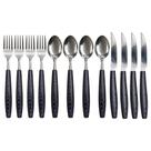 Jogo de Talheres 12 Peças Inox com Colheres Garfos Facas Preto