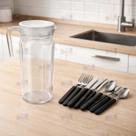Jogo De Talheres 24 Peças + 1 JARRA DE VIDRO Talher Aço Inox Louça Cozinha Utensilios de Cozinha Jogo De Talheres 24 Peças + 1 JARRA DE VIDRO Talher Aço Inox Louça Cozinha Utensilios de Cozinha