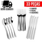Jogo de Talheres 33 Peças para Cozinha Aço Inox 12 Garfos 12 Facas 12 Colheres Conjunto de Talheres