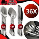 Jogo de Talheres 36 Peças Prime para Cozinha Aço Inox 12 Garfos 12 Facas 12 Colheres Conjunto de Talheres
