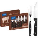 Jogo de Talheres Churrasco 12 Peças Jumbo Brinox Aço Inox Preto Faqueiro Steak Grill Jogo de Talheres Churrasco 12 Peças Jumbo Brinox Aço Inox Preto Faqueiro Steak Grill
