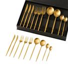 Jogo de Talheres Dourado Fosco com 24 Peças Aço Inox Premium