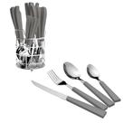 Jogo De Talheres Em Aço Inox Com Cabo Plástico Cinza 25 Peças Full Fit