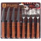 Jogo De Talheres Em Inox Cabo De Madeira Para Churrasco 8pcs Bel 257200