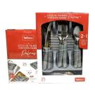 Jogo de Talheres Faqueiro Inox + Plástico 25 Peças 2 em 1 com Porta-Talheres com Divisórias Palmas Jogo de Talheres Faqueiro Inox + Plástico 25 Peças 2 em 1 com Porta-Talheres com Divisórias Palmas