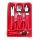 Jogo de Talheres + Gaveteiro 25 Pçs Inox/Polipropileno -Vermelho Jogo de Talheres + Gaveteiro 25 Pçs Inox/Polipropileno -Vermelho