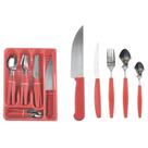 Jogo De Talheres Inox 26Pçs Vermelho - Boni