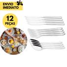 Jogo de Talheres Inox, Faqueiro c/ 12 Peças Sendo 4 Facas 4 Colheres 4 Garfos p Cozinha Restaurantes