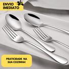 Jogo de Talheres Inox Faqueiro c/ 18 ou 6 Peças Sendo 6 Garfos 6 Facas e 6 Colheres para Restaurantes Res