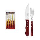 Jogo De Talheres Jumbo Para Churrasco Em Aço Inox Com Cabo Vermelho Polywood 4 Peças Jogo De Talheres Jumbo Para Churrasco Em Aço Inox Com Cabo Vermelho Polywood 4 Peças