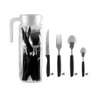 Jogo de Talheres New Caprese Inox Cabo Plástico Preto Com Jarra de Vidro 25 Peças A62254 - Fratelli