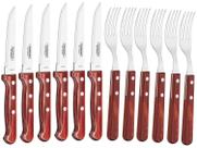 Jogo De Talheres Para Churrasco Aço Inox Com Cabo Vermelho Polywood 12 Peças - Tramontina 21198776