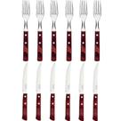 Jogo de Talheres para Churrasco Tramontina Laminas de Aço Inox com Cabos de Madeira Vermelho 12 pçs