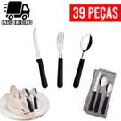 Jogo de Talheres Preto 39 Peças para Cozinha Aço Inoxidável 13 Garfos 13 Facas 13 Colheres Conjunto de Talheres