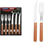 Jogo de Talheres Tramontina Churrasco com Lâminas em Aço Inox e Cabos de Madeira Natural 12 Peças Jogo de Talheres Tramontina Churrasco com Lâminas em Aço Inox e Cabos de Madeira Natural 12 Peças