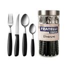 Jogo de Talheres Veneza 24 Pçs Inox / Preto e Pote de Vidro Jogo de Talheres Veneza 24 Pçs Inox / Preto e Pote de Vidro