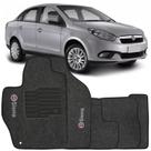 Jogo de Tapete Automotivo Carpete Fiat Siena 2012 à 2017 Soft Logo Bordado Grafite 5 Peças