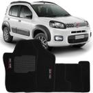 Jogo de Tapete Automotivo Carpete Fiat Uno Way 2011 à 2018 Soft Logo Bordado Preto 5 Peças