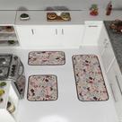 Jogo De Tapete Cozinha Estampa Cupcake Antiderrapante 3 Pçs