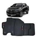 Jogo de Tapete de Borracha Pvc para nova Fiat Strada cabine dupla 2020 até 2025 todos modelos com 4 Peças lavável impermeável preto com bordado top
