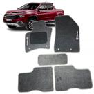 Jogo de Tapete Fiat Toro 16 17 18 19 20 Bordado Com Logo 5 Peças Cinza