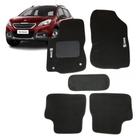 Jogo de Tapete Peugeot 2008 15 16 17 18 19 20 Bordado Com Logo 5 Peças Preto