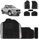 Jogo De Tapetes Carpete Fiat Strada 2003 a 2013 Preto Bordado 5 Peças