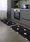 Jogo de Tapetes de Cozinha Preto Corações Rosa BL 2 Peças Jogo de Tapetes de Cozinha Preto Corações Rosa BL 2 Peças