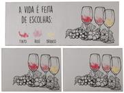 Jogo de Tapetes para Cozinha Allegra Vinho - Jolitex 3 Peças