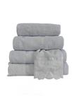 Jogo De Toalha Banho Gigante Luxo Nobre Bordadas 5 Peças Branco Jogo De Toalha Banho Gigante Luxo Nobre Bordadas 5 Peças Branco