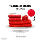 Jogo De Toalha De Banho e Rosto 5 Peças Gigante Briza - Floral Vermelho