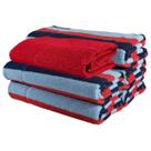 Jogo de Toalhas 6 Peças Kit 5 Banho + 1 Rosto Algodão Alta Absorção Macia Azul E Vermelho