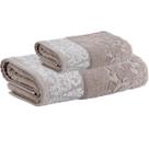 Jogo de Toalhas Banho e Rosto Jacquard Medalhão Bege Corttex