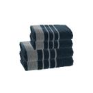 Jogo de Toalhas de Banho e Rosto 4 Peças Treviso Marinho Felpuda Macia Absorvente Corttex