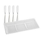Jogo De Travessa Com 3 Divisórias 30cm Com 4 Espátulas Em Aço Inox Jogo De Travessa Com 3 Divisórias 30cm Com 4 Espátulas Em Aço Inox