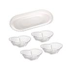 Jogo De Travessa Oval 30cm + Tigelas Coração Pearl Cristal