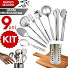 Jogo de Utensílios de Cozinha com Suporte em Inox Talheres