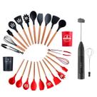 Jogo De Utensílios De Silicone Completo 12 Peças + Miixer Misturador de Bebida e Ovos