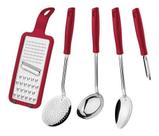 Jogo De Utensilios Nylon Tramontina Easy 5pcs Verm 25299/713