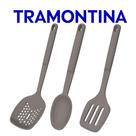 Jogo De Utensílios Tramontina Softta Em Silicone 3 Peças Escumadeira Colher de Servir Espátula Vazada
