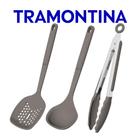 Jogo De Utensílios Tramontina Softta Em Silicone 3 Peças Escumadeira Concha Pegador
