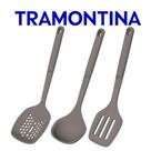 Jogo De Utensílios Tramontina Softta Em Silicone 3 Peças Espátula Vazada Escumadeira Concha